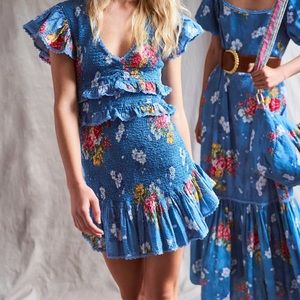 Loveshackfancy Sonora Dress Size L Marine Blue